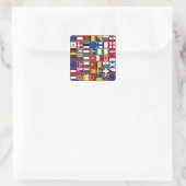 Sticker Carré Collection internationale de drapeaux, drapeaux du (Sac)