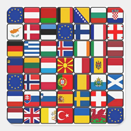 Sticker Carré Collection internationale de drapeaux, drapeaux du (Devant)