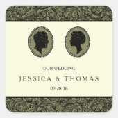 Sticker Carré Collection Mariage Silhouette Art Déco (Devant)