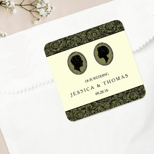 Sticker Carré Collection Mariage Silhouette Art Déco