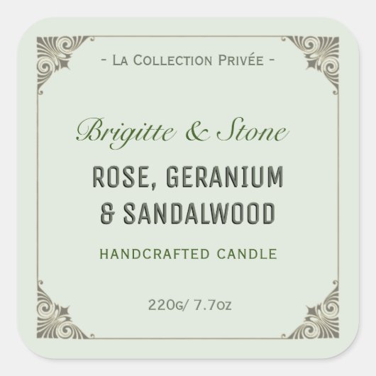 Sticker Carré Collection privée Bougie artisanale Viridescente (Devant)