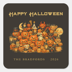 Sticker Carré Collection Rétro Vintage de Mémentos d'Halloween