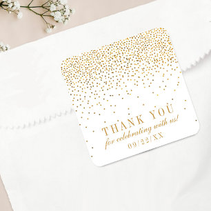Sticker Carré Collection Vintage de Mariage Glam Gold Confetti