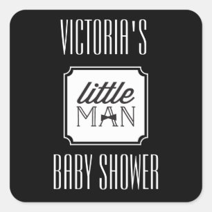 Sticker Carré Collet Classique Little Man pour Couple Baby Showe
