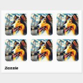 Sticker Carré Collie de Londres (Feuille)