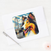 Sticker Carré Collie de Londres (Enveloppe)
