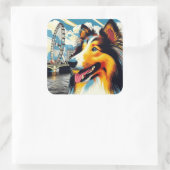 Sticker Carré Collie de Londres (Sac)