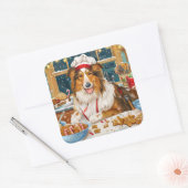 Sticker Carré Collie Holiday Baking : Festive Christmas (Enveloppe)