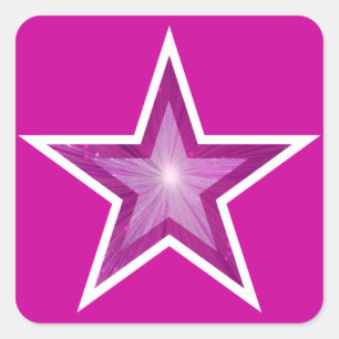 Sticker Carré Collier carré rose Star rose