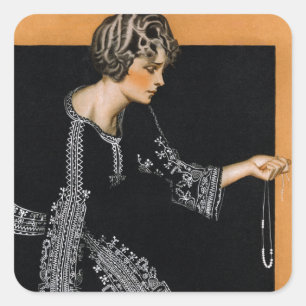 Sticker Carré Collier de perle cassé