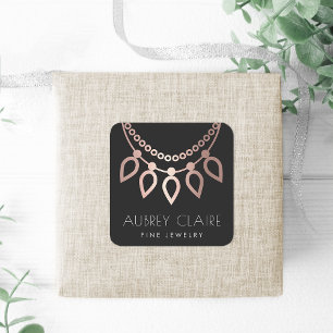 Sticker Carré Collier d'or Rose Faux Logo du bijoutier