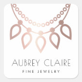 Sticker Carré Collier d'or Rose Faux | Logo du bijoutier (Devant)