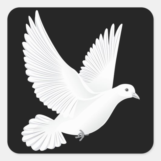 Sticker Carré Colombe blanche (Devant)