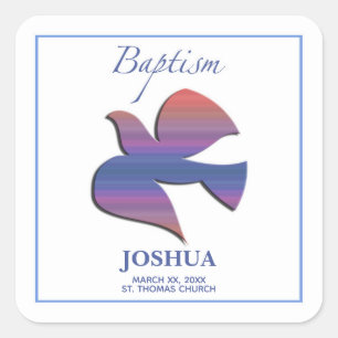 Sticker Carré Colombe de baptême adulte personnalisable