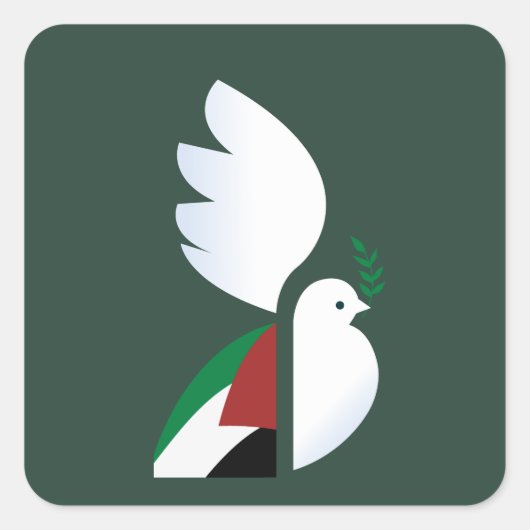 Sticker Carré colombe de paix avec le drapeau palestinien (Devant)