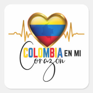 Sticker Carré Colombia en mi Corazon Colombian Pride
