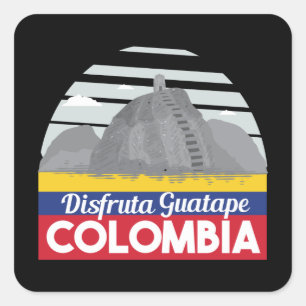 Sticker Carré Colombie Vintage voyage de la bande de Guatape