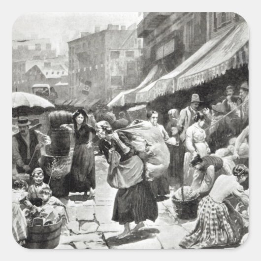 Sticker Carré Colonie italienne Mulberry Bend à New York (Devant)