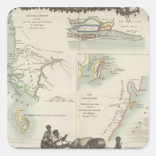 Sticker Carré Colonies françaises en Afrique (Devant)