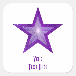 Sticker Carré Colonne de carré Purple Star 'Your Text' blanche