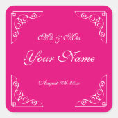 Sticker Carré Colonne de mariage rose framboise (Devant)
