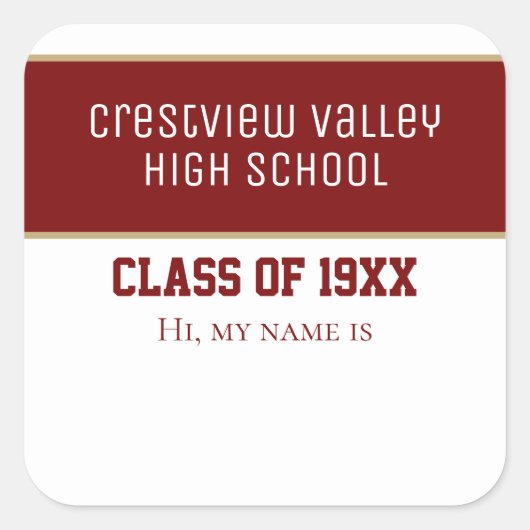 Sticker Carré Colonnes de nom de réunion de classe (Devant)