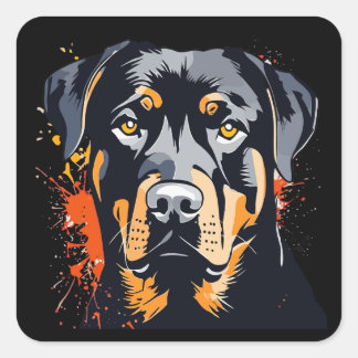 Sticker Carré Color Rottweiler Dog Face