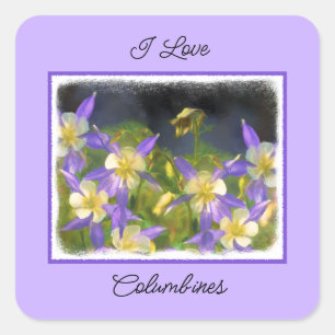 Sticker Carré Colorado Blue Columbine Peinture - Art original