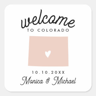 Sticker Carré COLORADO State Destination Mariage N'IMPORTE QUELL