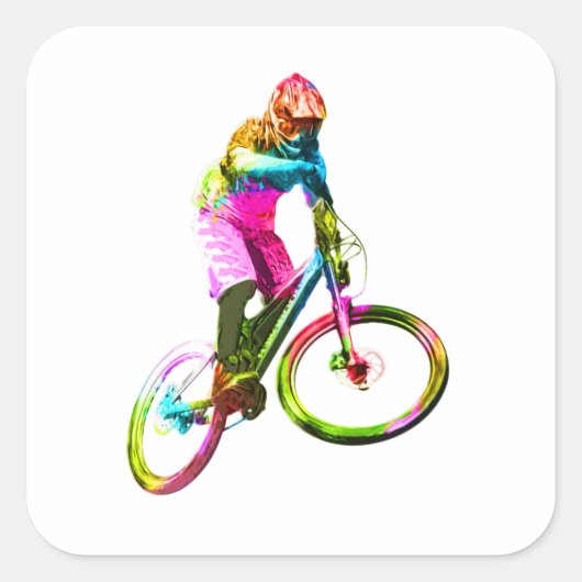 Sticker Carré Coloré Downhiller (Devant)