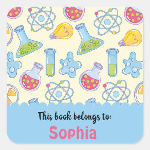 Sticker Carré Coloré Fun School Science Motif Personnalisé S