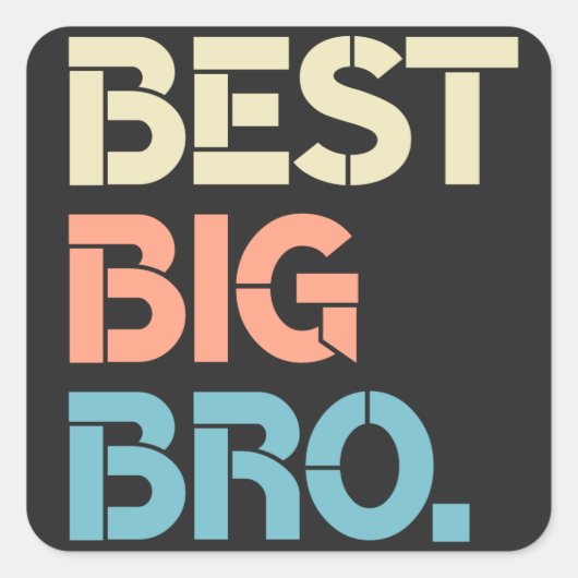 Sticker Carré Coloré Meilleur Big Bro Awesome Big Brother (Devant)