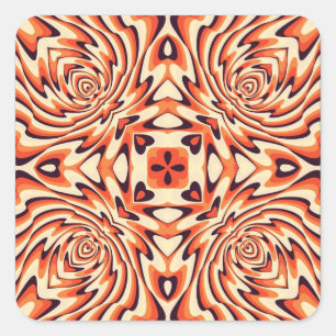 Sticker Carré Coloré Retro Floral sans joint