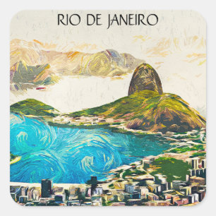 Sticker Carré Colorée Rio de Janeiro Brésil Ville Peinture