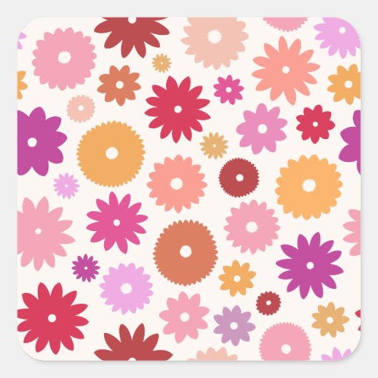 Sticker Carré Colorful Blooms Pattern (Devant)