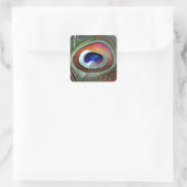 Sticker Carré Colorful Copper Peacock Feather (Sac)