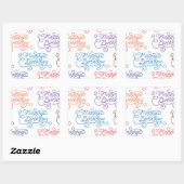 Sticker Carré Colorful Cursive Joyeux Motif d'anniversaire (Feuille)