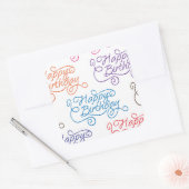 Sticker Carré Colorful Cursive Joyeux Motif d'anniversaire (Enveloppe)