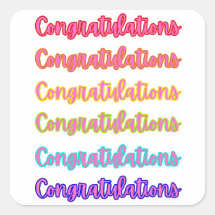 Sticker Carré Colorful Félicitations Texte Pour Graduation
