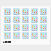 Sticker Carré Colorful Happy Spring Gnomes Salutations (Feuille)