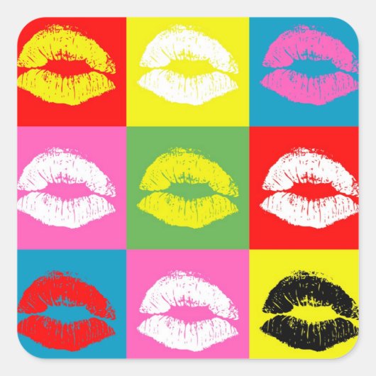 Sticker Carré Colorful lips (Devant)