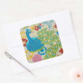 Sticker Carré Colorful Peacock et Fleurs (Enveloppe)