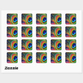 Sticker Carré Colorful Peacock Feather (Feuille)