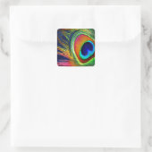 Sticker Carré Colorful Peacock Feather (Sac)