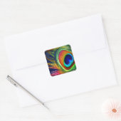 Sticker Carré Colorful Peacock Feather (Enveloppe)