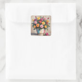 Sticker Carré Colorful roses bouquet (Sac)