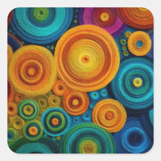 Sticker Carré Colorful Spiral Abstract Pattern Geometric Swirl (Devant)