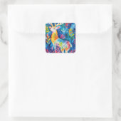 Sticker Carré Colorful Winter Deer Watercolor (Sac)