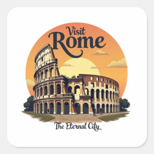 Sticker Carré Colosseum Rome Design Vintage voyage