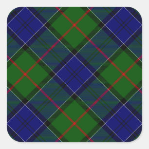 Sticker Carré Colquhoun tartan bleu vert plaid